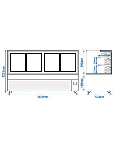 Vitrine réfrigérée pour boucherie MADRID - 2000 mm - 2 étagères | GGM