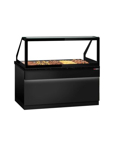 Comptoir chauffant - TORONTO - 1800mm - Noir - 5x GN 1/1 - Plateau de travail en granit noir