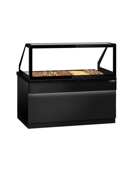 Comptoir chauffant - TORONTO - 1800mm - Noir - 5x GN 1/1 - Plateau de travail en granit noir