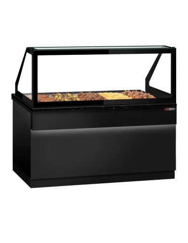 Comptoir chauffant - TORONTO - 1800mm - Noir - 5x GN 1/1 - Plateau de travail en granit noir
