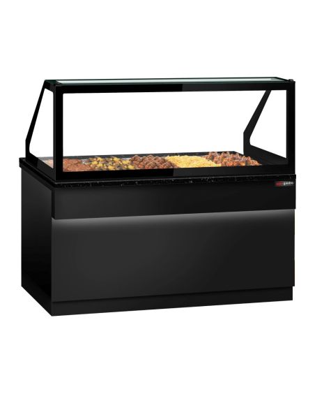 Comptoir chauffant - TORONTO - 1800mm - Noir - 5x GN 1/1 - Plateau de travail en granit noir