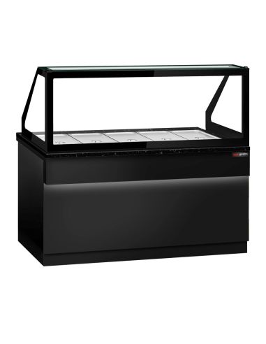 Comptoir chauffant - TORONTO - 1800mm - Noir - 5x GN 1/1 - Plateau de travail en granit noir