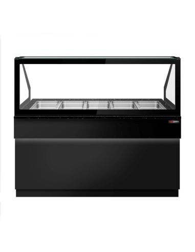 Comptoir chauffant - TORONTO - 1800mm - Noir - 5x GN 1/1 - Plateau de travail en granit noir