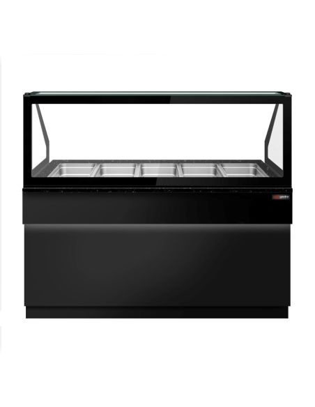 Comptoir chauffant - TORONTO - 1800mm - Noir - 5x GN 1/1 - Plateau de travail en granit noir