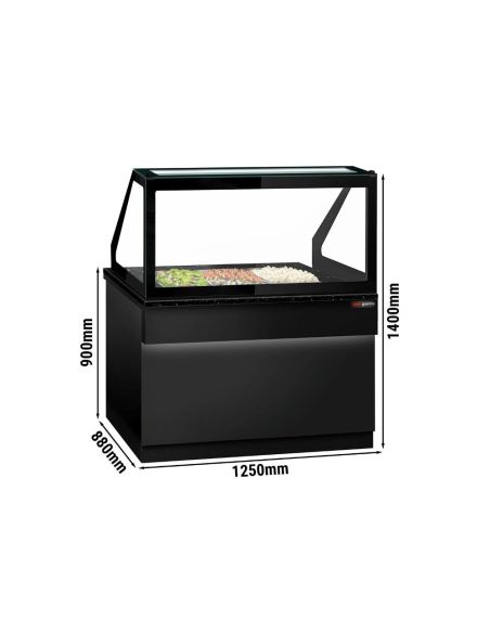 Saladette TORONTO - L1250 mm - Noire - 2 portes - 3x GN 1/1 - Prof.900