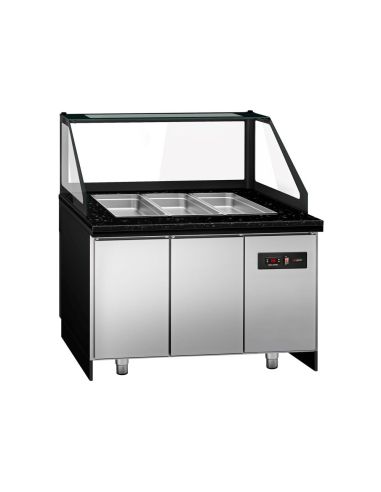 Saladette TORONTO - L1250 mm - Noire - 2 portes - 3x GN 1/1 - Prof.900