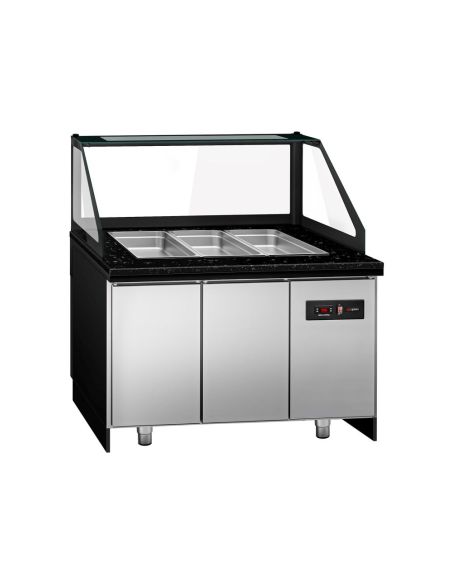 Saladette TORONTO - L1250 mm - Noire - 2 portes - 3x GN 1/1 - Prof.900