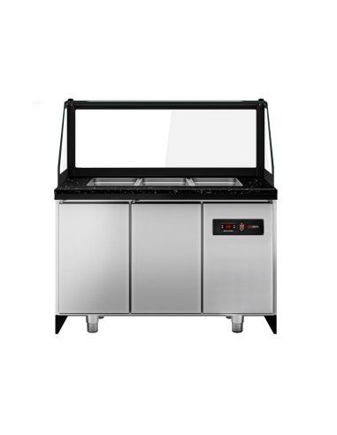 Saladette TORONTO - L1250 mm - Noire - 2 portes - 3x GN 1/1 - Prof.900