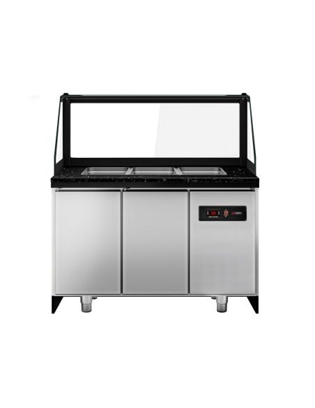 Saladette TORONTO - L1250 mm - Noire - 2 portes - 3x GN 1/1 - Prof.900