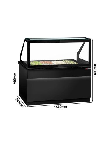 Saladette TORONTO - L1500 mm - Noire - 2 portes - 4x GN 1/1 - Prof.900