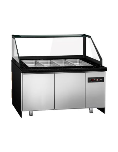 Saladette TORONTO - L1500 mm - Noire - 2 portes - 4x GN 1/1 - Prof.900