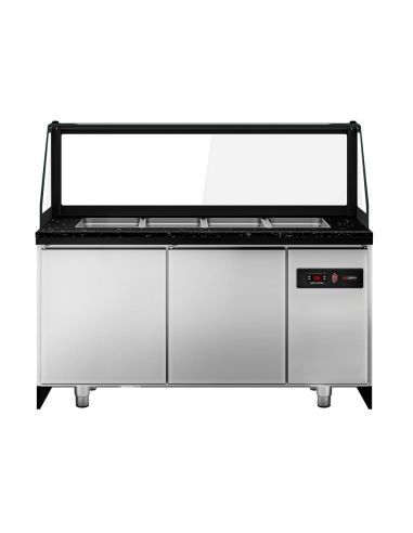 Saladette TORONTO - L1500 mm - Noire - 2 portes - 4x GN 1/1 - Prof.900