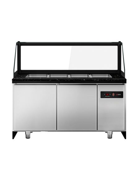 Saladette TORONTO - L1500 mm - Noire - 2 portes - 4x GN 1/1 - Prof.900