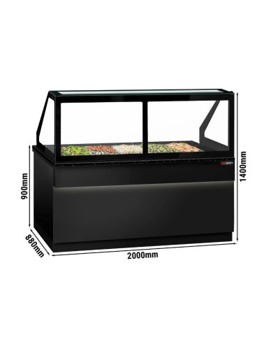Saladette TORONTO - L2000 mm - Noire - 3 portes - 5x GN 1/1 - Prof.900