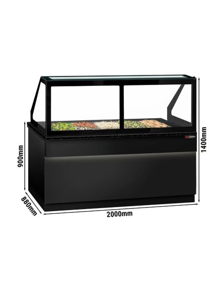Saladette TORONTO - L2000 mm - Noire - 3 portes - 5x GN 1/1 - Prof.900