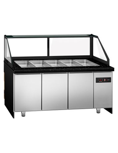 Saladette TORONTO - L2000 mm - Noire - 3 portes - 5x GN 1/1 - Prof.900