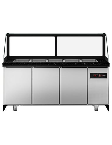 Saladette TORONTO - L2000 mm - Noire - 3 portes - 5x GN 1/1 - Prof.900