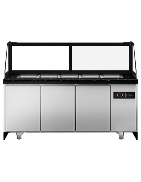 Saladette TORONTO - L2000 mm - Noire - 3 portes - 5x GN 1/1 - Prof.900