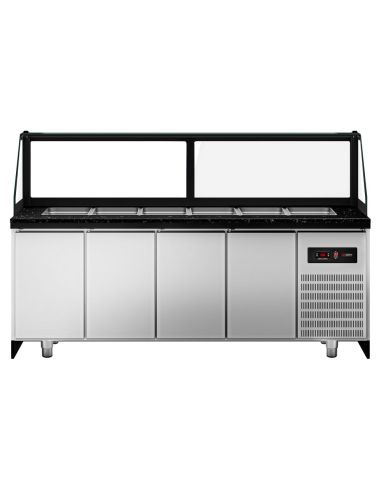 Saladette TORONTO - L2550 mm - Noire - 4 portes - 6x GN 1/1 - Prof.900