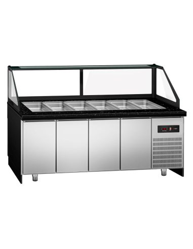 Saladette TORONTO - L2550 mm - Noire - 4 portes - 6x GN 1/1 - Prof.900