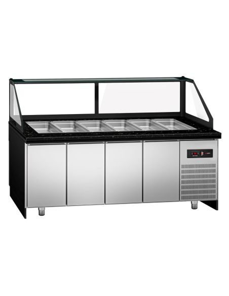 Saladette TORONTO - L2550 mm - Noire - 4 portes - 6x GN 1/1 - Prof.900