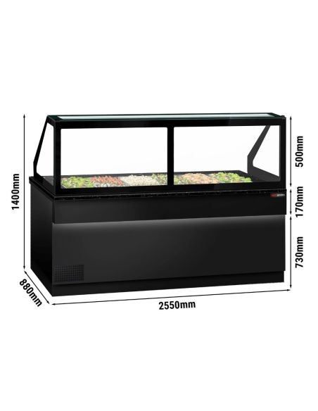 Saladette TORONTO - L2550 mm - Noire - 4 portes - 6x GN 1/1 - Prof.900