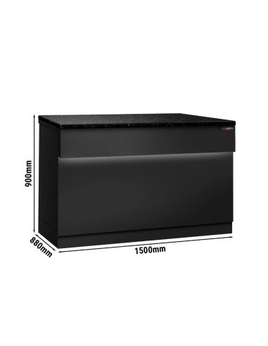 Comptoir caisse TORONTO - L1500 mm - Plan de travail en granit Noir - P900