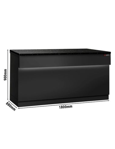 Comptoir caisse TORONTO - L1800 mm - Plan de travail en granit Noir - P900