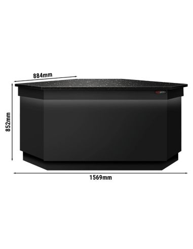 Comptoir caisse d' angle TORONTO - L1565 mm - Plan de travail en granit Noir - P900