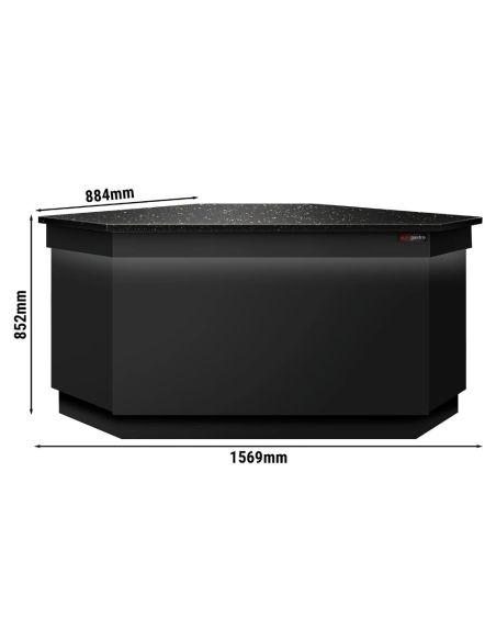Comptoir caisse d' angle TORONTO - L1565 mm - Plan de travail en granit Noir - P900
