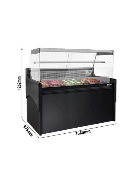 Vitrine comptoir réfrigérée droite EVERT 1580 mm - 1 étagère