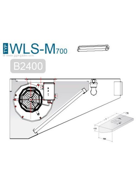 Hotte murale 2.4 m – avec moteur, régulateur, filtre et lampe - Prof. 700 mm - 9