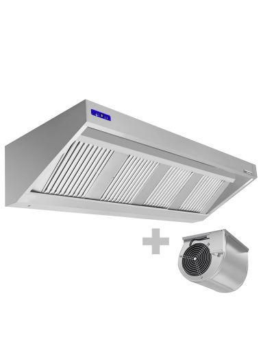 Hotte murale 2.4 m – avec moteur, régulateur, filtre et lampe - Prof. 700 mm - 1