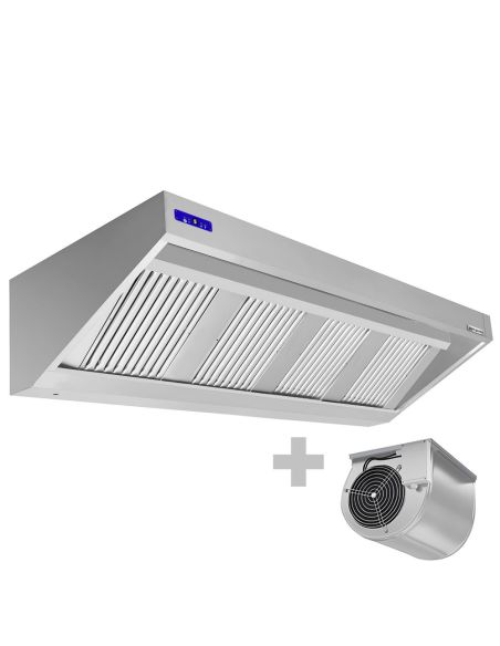 Hotte murale 2.4 m – avec moteur, régulateur, filtre et lampe - Prof. 700 mm - 1