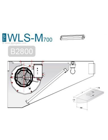 Hotte murale 2m80 – avec moteur, régulateur, filtre et lampe - Prof. 700 mm - 9