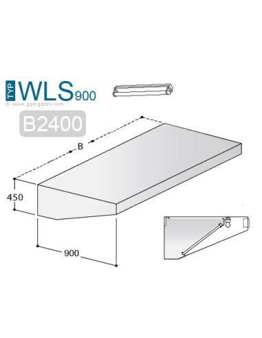 Hotte murale inox statique 2400 x 900 mm avec filtre et lampe | GGM WLS249