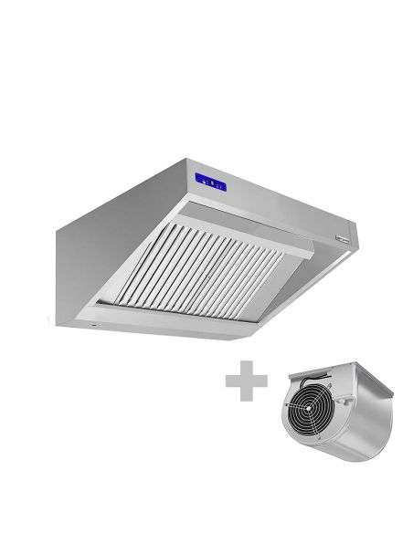 Hotte murale inox 1400 x 900 mm avec moteur, régulateur, filtre et éclairage