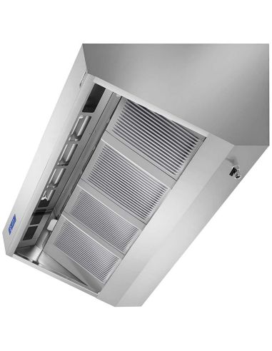 Hotte murale inox 2400 x 900 mm avec moteur, régulateur, filtre et éclairage | GGM WLS249M
