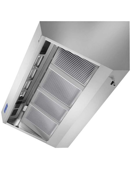 Hotte murale inox 2400 x 900 mm avec moteur, régulateur, filtre et éclairage | GGM WLS249M