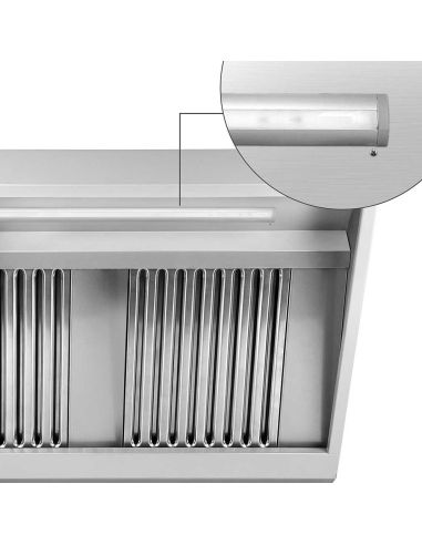 Hottes murales inox 3000 x 900 mm avec moteur, régulateur, filtre et éclairage | GGM WLS309M