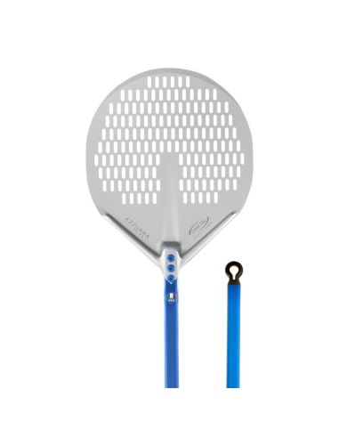 Pelle à pizza ronde perforée aluminium Ø 36 - Manche 150 cm - Gamme Azzurra | GI.METAL