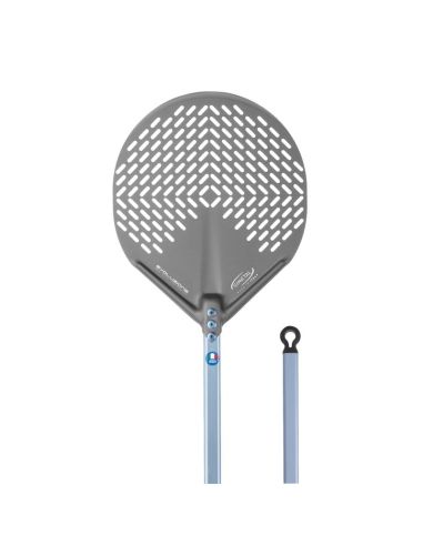 Pelle à pizza ronde perforée aluminium anodisé SHA 33x33 - Manche 150 cm - Gamme Evoluzione | GI.METAL