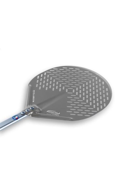 Pelle à pizza ronde perforée aluminium anodisé SHA 33x33 - Manche 150 cm - Gamme Evoluzione | GI.METAL