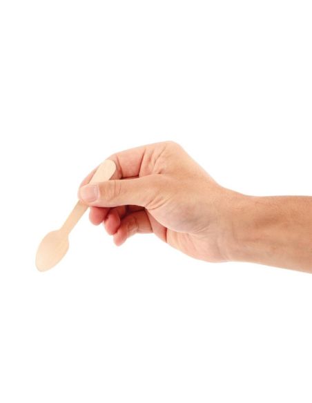 Petites cuillères en bois biodégradables - 110mm - Lot de 100 | Fiesta
