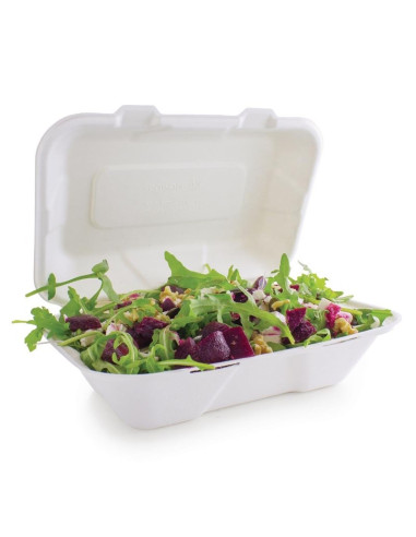 Boîtes repas compostables en fibre de canne à sucre - Lot de 200 | Vegware