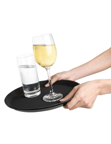 Plateau antidérapant en fibre de verre Kristallon rond noir 356mm | Olympia - J846-3