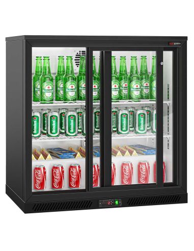Arrière bar réfrigéré 2 portes coulissantes vitrées 220 litres | BKTG220SSN