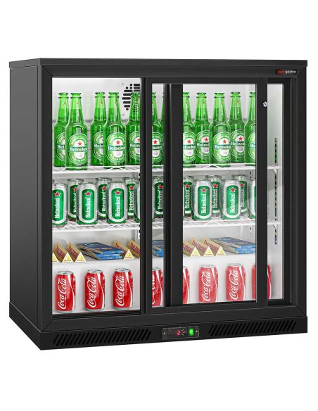 Arrière bar réfrigéré 2 portes coulissantes vitrées 220 litres | BKTG220SSN