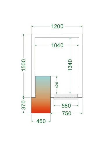 Chambre froide positive 2,84 m3 (1200 x 1500 x 2200 mm) avec monobloc de paroi