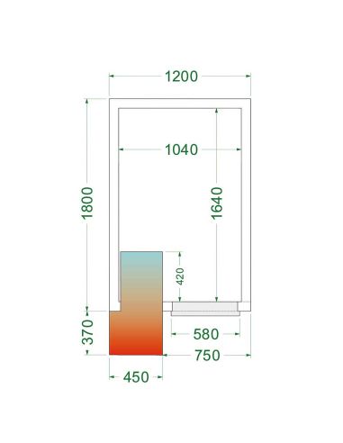 Chambre froide positive 3,48 m3 (1200 x 1600 x 2200 mm) avec monobloc de paroi
